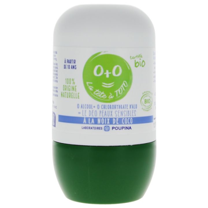 La T&ecirc;te &agrave; Toto D&eacute;odorant enfant 48h peaux sensibles noix de coco bio Poupina - roll-on de 50 ml