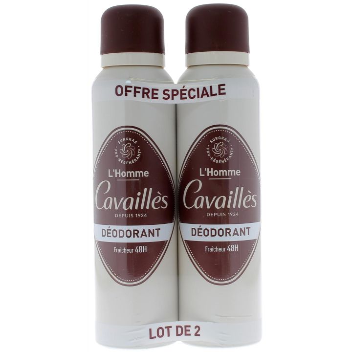 D&eacute;odorant fra&icirc;cheur 48h homme Rog&eacute; Cavaill&egrave;s - lot de 2 sprays de 150ml