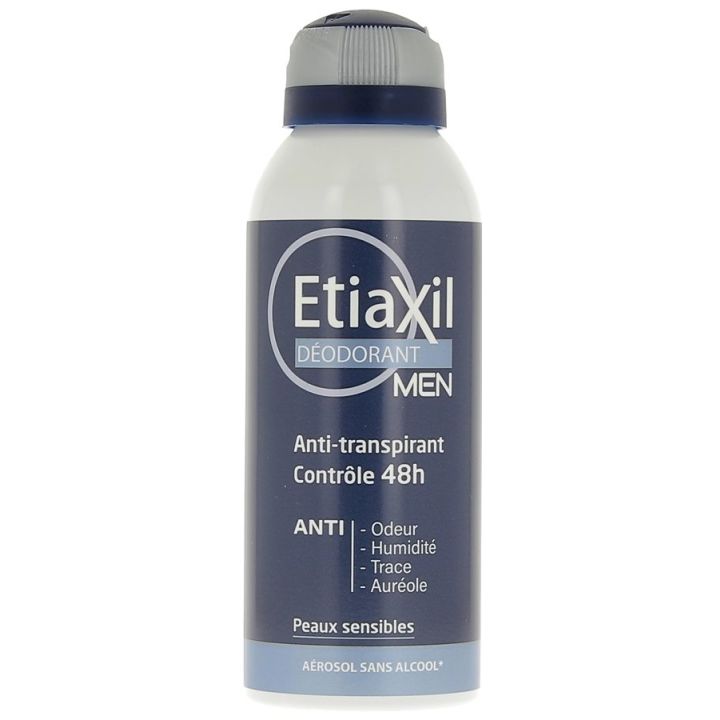 D&eacute;odorant Men anti-transpirant contr&ocirc;le 48h Etiaxil - a&eacute;rosol de 150 ml