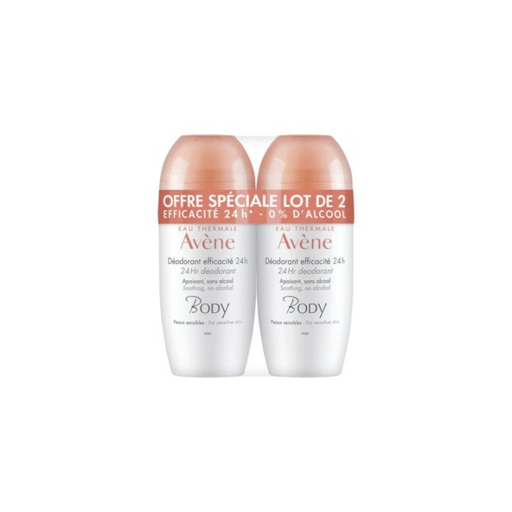 D&eacute;odorant efficacit&eacute; 24H Av&egrave;ne Body - lot de 2 roll-on de 50 ml