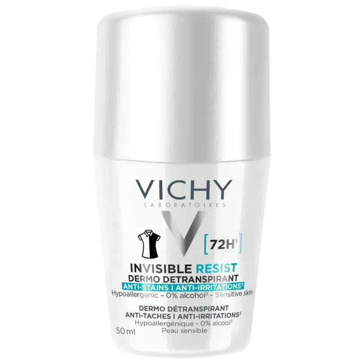 D&eacute;odorant invisible r&eacute;sist d&eacute;transpirant anti-irritations 72h Vichy - roll-on de 50ml