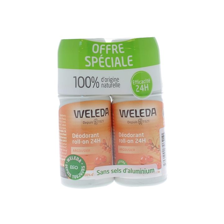 D&eacute;odorant roll-on 24h Argousier bio Weleda - lot de 2 roll-on de 50 ml