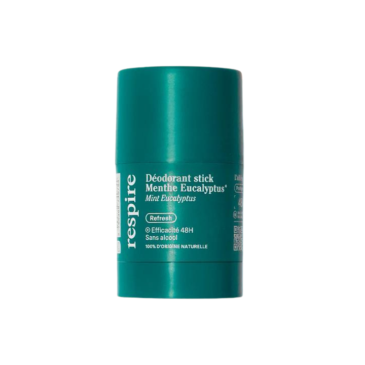 D&eacute;odorant solide efficace 48h Menthe eucalyptus bio Respire - stick de 50g