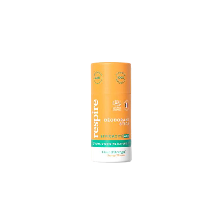 D&eacute;odorant solide efficace 48h fleur d'oranger bio Respire - stick de 50g