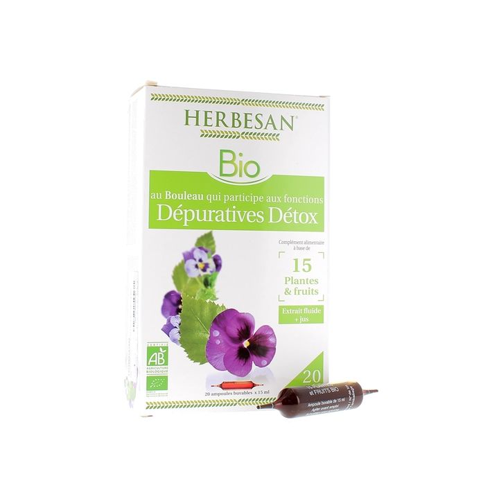 D&eacute;purative d&eacute;tox Bio Herbesan - boite de 20 ampoules