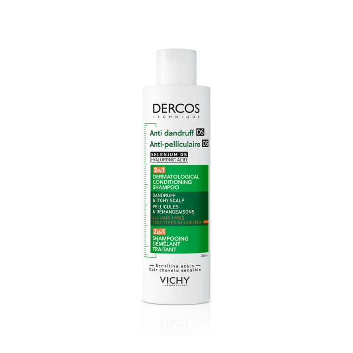 Dercos shampooing antipelliculaire d&eacute;m&ecirc;lant traitant 2en1 Vichy - flacon de 200ml