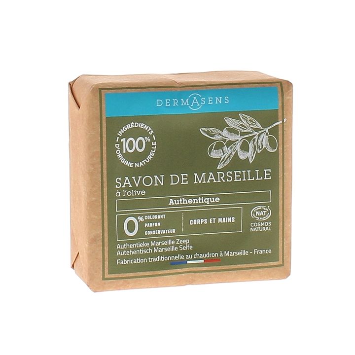 Dermasens Savon solide de Marseille authentique &agrave; l'olive Marque Verte - pain de 100g
