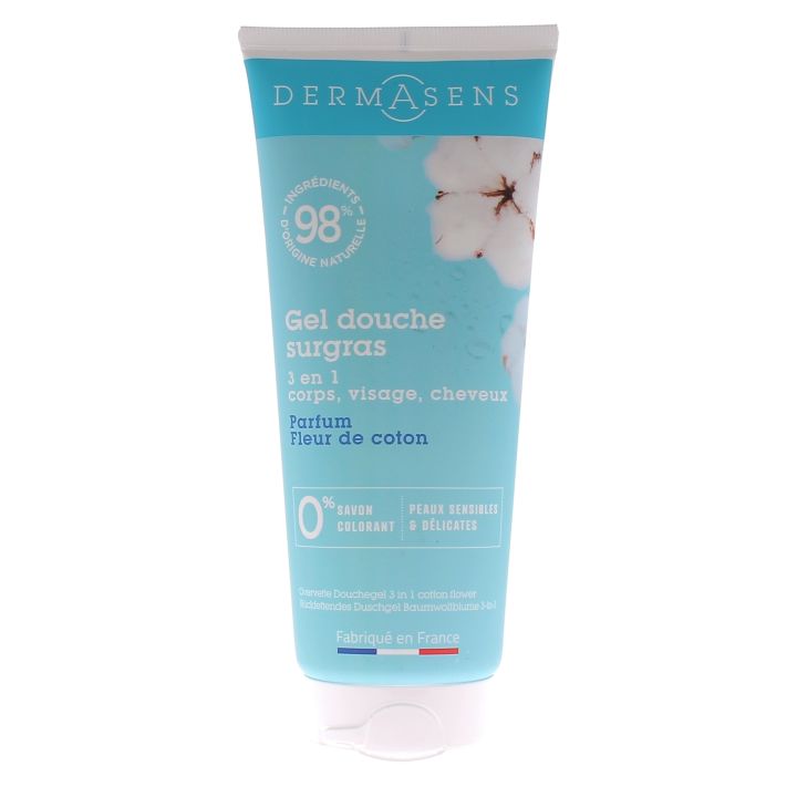 Dermasens gel douche surgras parfum&eacute; fleur de coton Marque Verte - tube de 200 ml