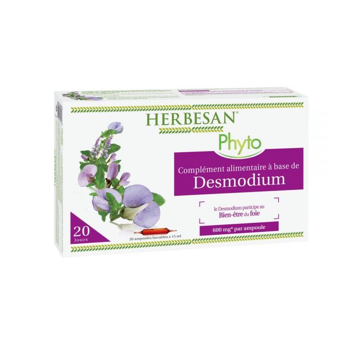 Desmodium bien-&ecirc;tre du foie Herbesan - boite de 20 ampoules