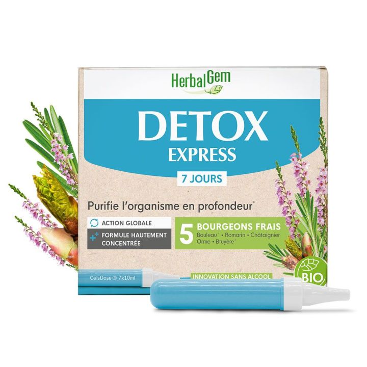 Detox express 7 jours bio Herbalgem - bo&icirc;te de 7 doses de 10ml