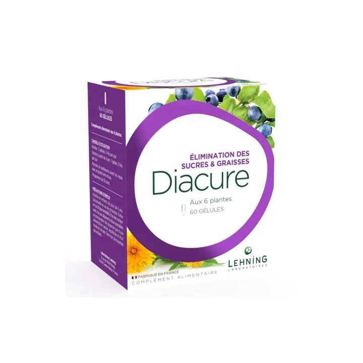 Diacure &eacute;limination sucres et graisses Lehning - boite de 60 g&eacute;lules