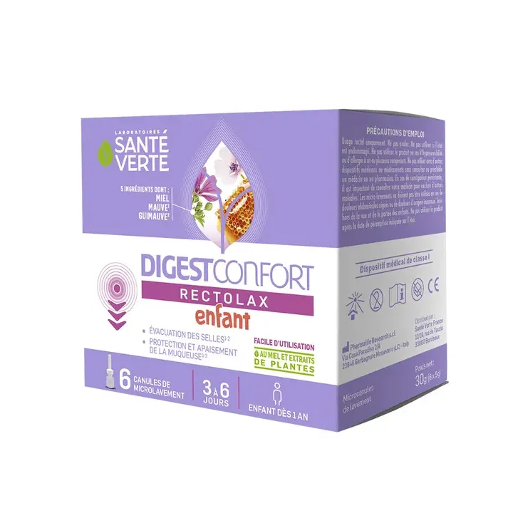 DigestConfort rectolax enfant Sant&eacute; Verte - boite de 6 canules de microlavement