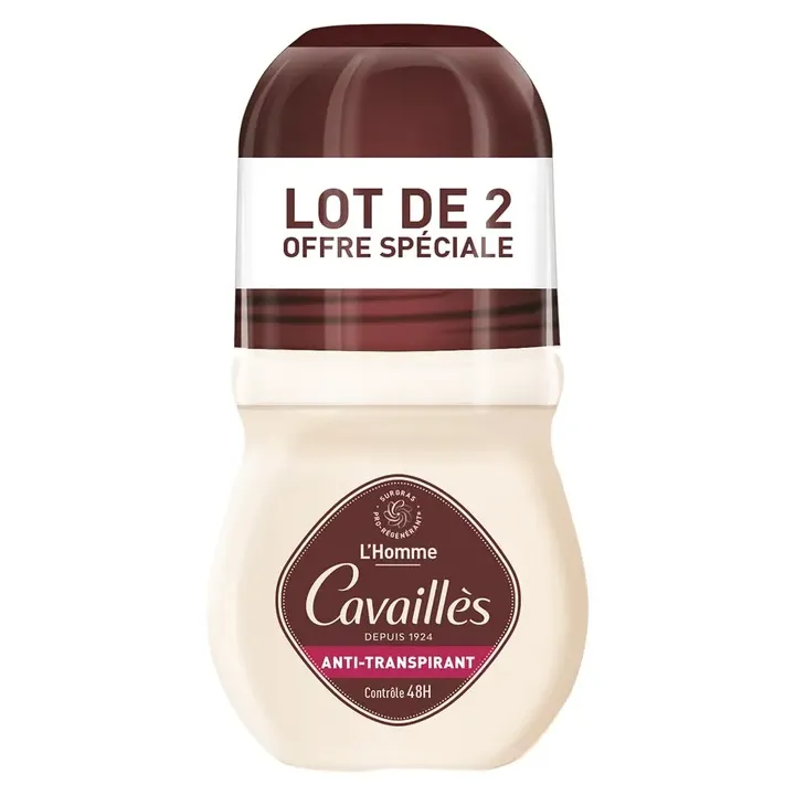 D&eacute;odorant Absorb+ homme 48H Rog&eacute; Cavaill&egrave;s - lot de 2 roll-on de 50 ml