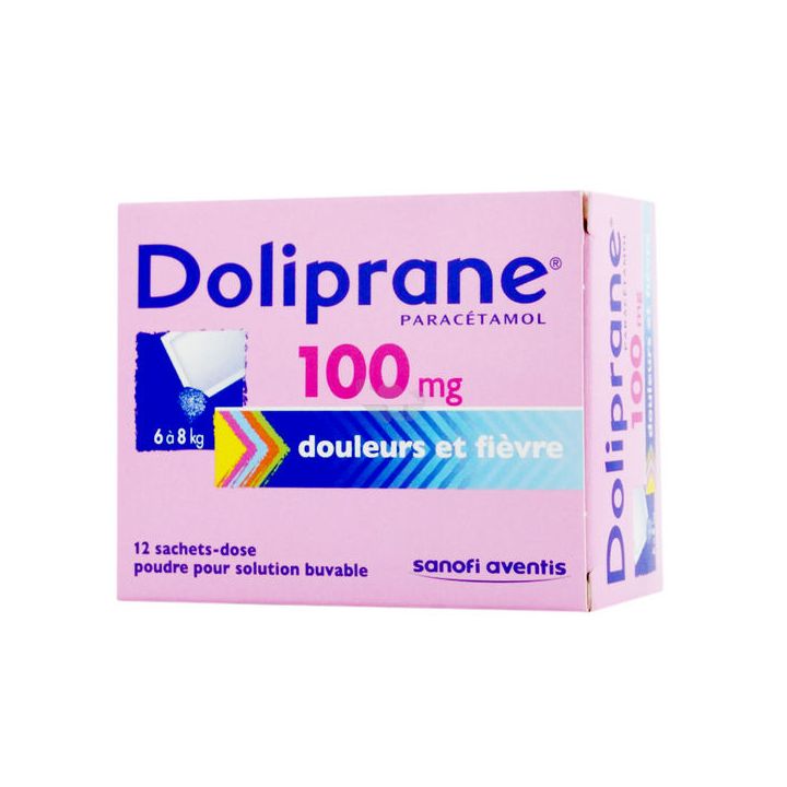 Doliprane 100mg poudre pour solution buvable - bo&icirc;te de 12 sachet-doses