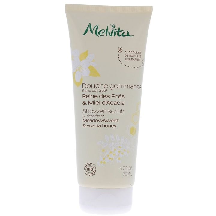 Douche gommante reine des pr&eacute;s & miel d'Acacia Melvita - Tube de 200 ml
