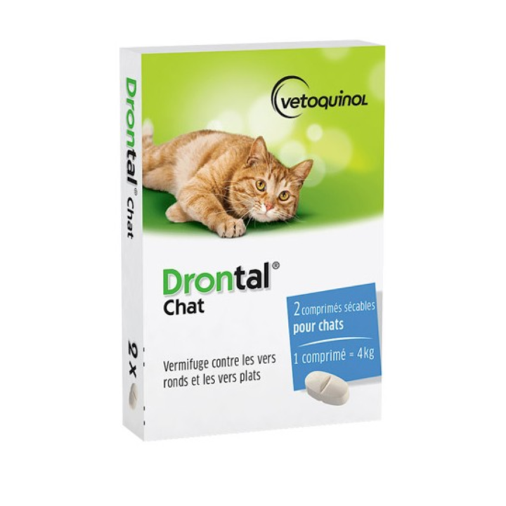 Drontal Chat Vetoquinol - boite de 2 comprim&eacute;s s&eacute;cables