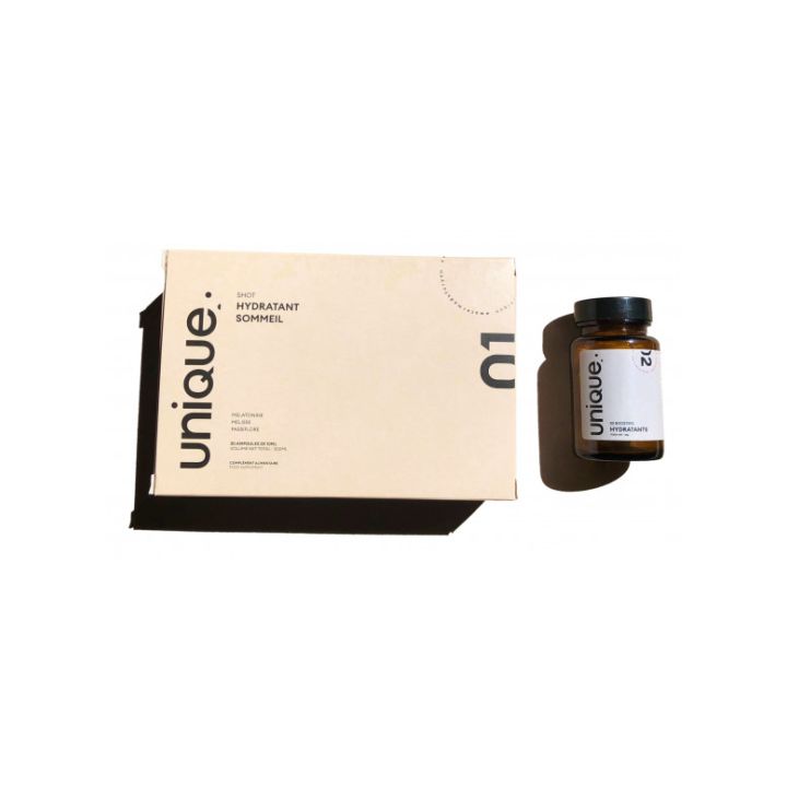 Duo hydratation & sommeil Unique - bo&icirc;te de 30 ampoules + 30 boosters hydratants