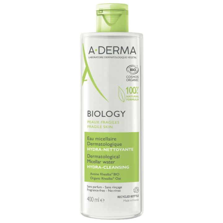 Biology Eau micellaire dermatologique hydra-nettoyante A-Derma - flacon de 400ml