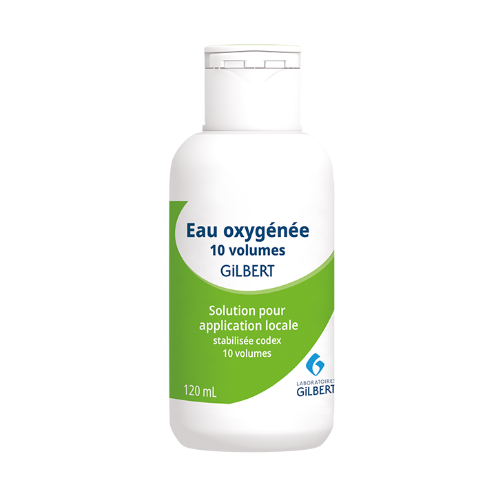Eau oxyg&eacute;n&eacute;e stabilis&eacute;e codex 10 volumes Gilbert solution pour application locale en flacon - flacon de 120ml&nbsp;
