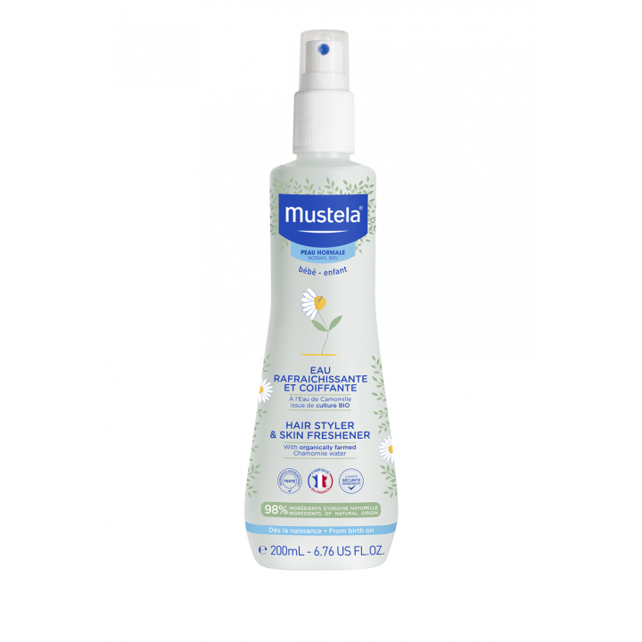 Eau rafra&icirc;chissante et coiffante Mustela - spray de 200 ml