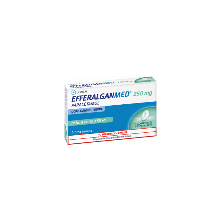 EfferalganMed 250 mg enfant go&ucirc;t banane - 12 comprim&eacute;s dispersibles
