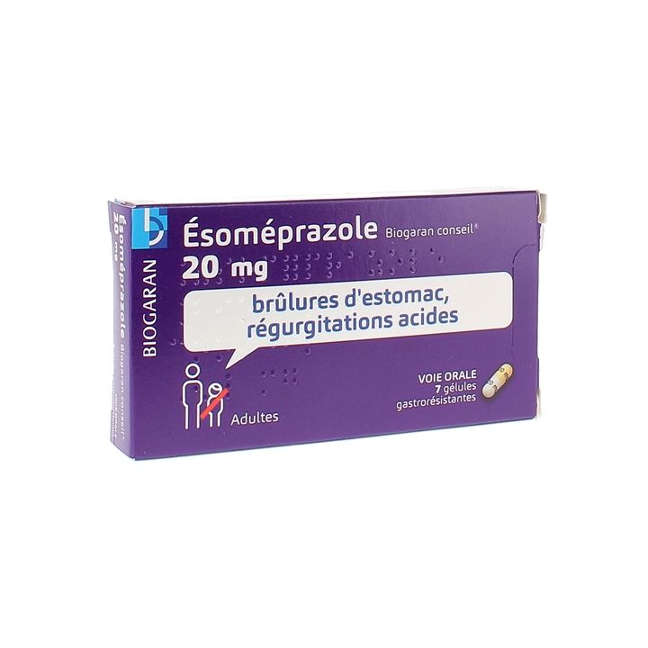 Esom&eacute;prazole 20 mg Biogaran Conseil - 7 g&eacute;lules gastror&eacute;sistantes