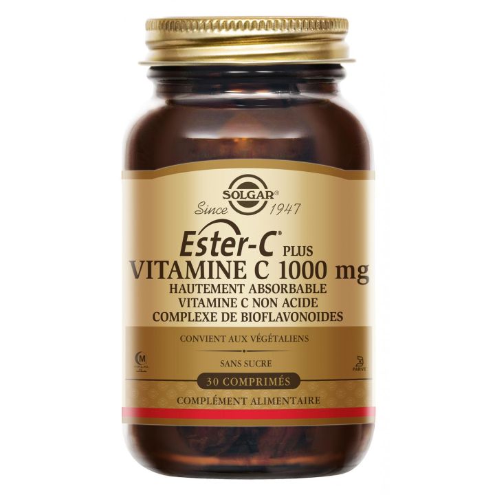 Ester C Plus Vitamine C 1000 mg Solgar - pot de 30 comprim&eacute;s