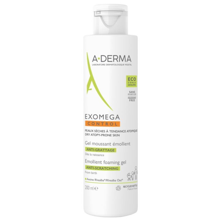 Exomega Control Gel moussant &eacute;mollient A-derma - flacon de 200 ml