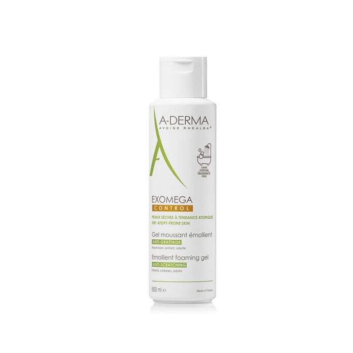Exomega control gel moussant &eacute;mollient anti-grattage A-Derma - flacon de 500ml