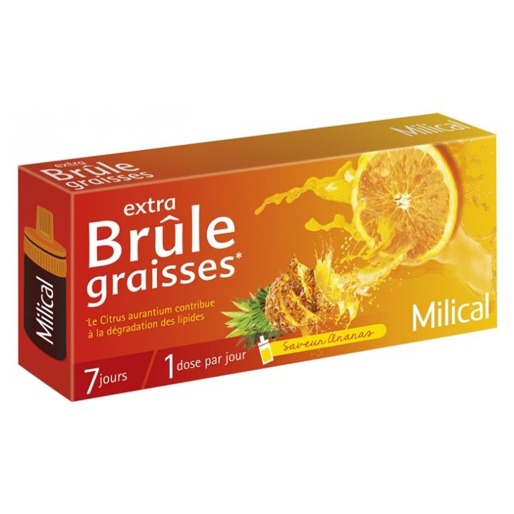 Extra br&ucirc;le-graisses saveur ananas Milical - bo&icirc;te de 7 doses