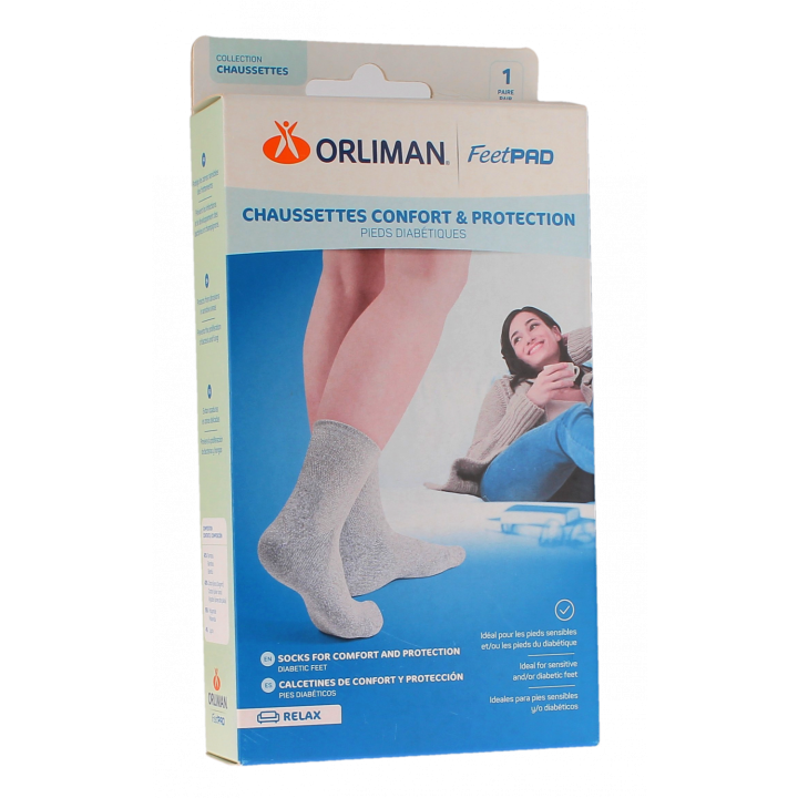 FeetPAD chaussettes confort et protection pieds diab&eacute;tiques mixte Orliman - une paire