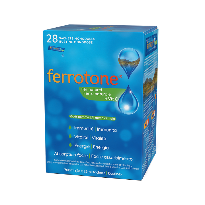 Ferrotone + vitamine C go&ucirc;t pomme Famadem - bo&icirc;te de 28 sachets