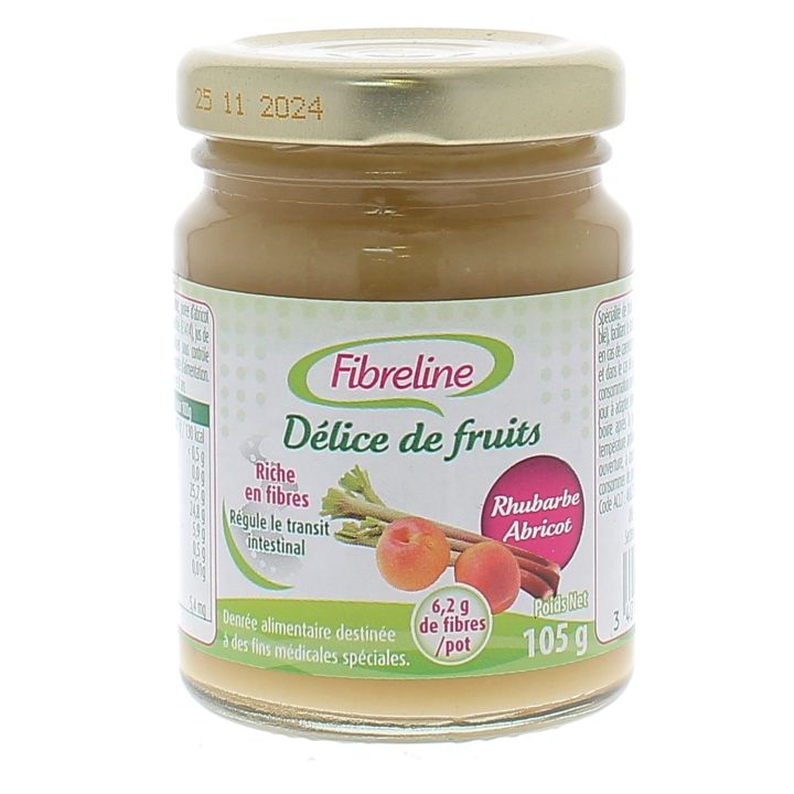 Fibreline D&eacute;lice de fruits rhubarbe abricot - pot de 105g