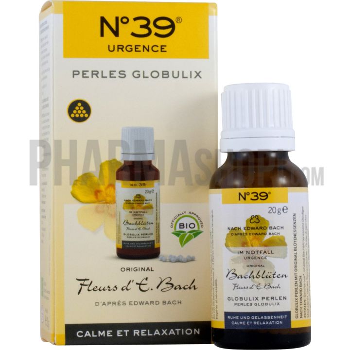 Fleurs d'E. Bach calme et relaxation N&deg;39 Lemon pharma - flacon de 20g de perles globulix