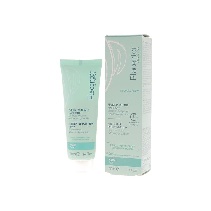 Fluide purifiant matifiant peaux &agrave; imperfections Placentor v&eacute;g&eacute;tal - tube de 40ml