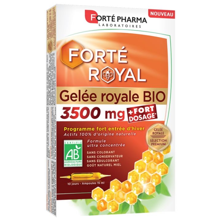 Fort&eacute; Royal Gel&eacute;e royale 3500 mg bio Fort&eacute; Pharma - bo&icirc;te de 10 ampoules