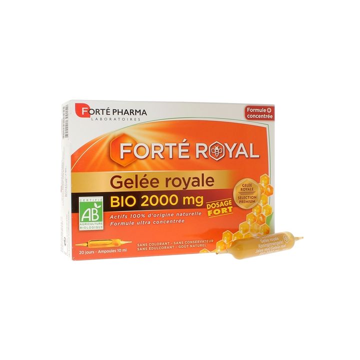 Fort&eacute; Royal Gel&eacute;e royale bio 2000mg dosage fort Fort&eacute; Pharma - bo&icirc;te de 20 ampoules