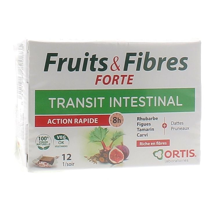 Fruits & Fibres forte Transit intestinal action rapide Ortis - bo&icirc;te de 12 cubes