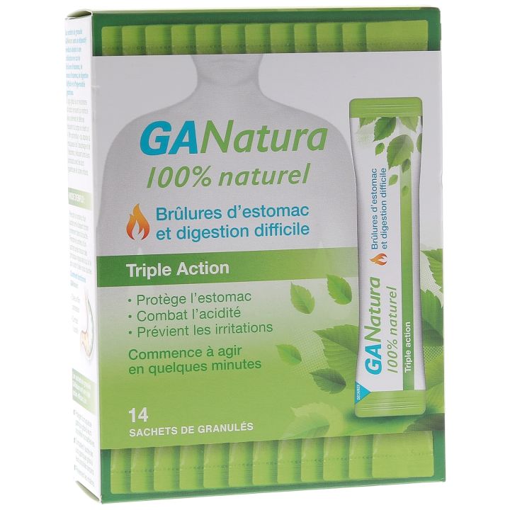 GANatura br&ucirc;lures d'estomac triple action Reckitt Benckiser - 14 sachets de granul&eacute;s