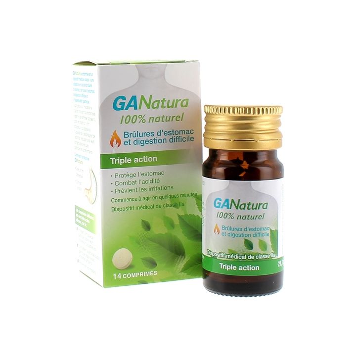 GANatura br&ucirc;lures d'estomac triple action Reckitt Benck - bo&icirc;te de 14 comprim&eacute;s