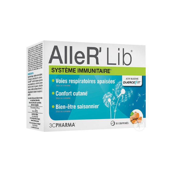AlleR'Lib syst&egrave;me immunitaire 3CPharma - boite de 30 comprim&eacute;s