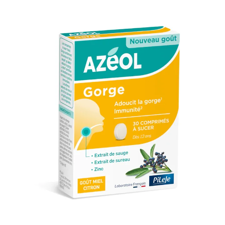 Az&eacute;ol Gorge go&ucirc;t miel citron Pileje - boite de 30 comprim&eacute;s &agrave; sucer