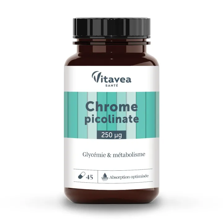 Chrome picolinate glyc&eacute;mie et m&eacute;tabolisme Vitavea - pot de 45 g&eacute;lules