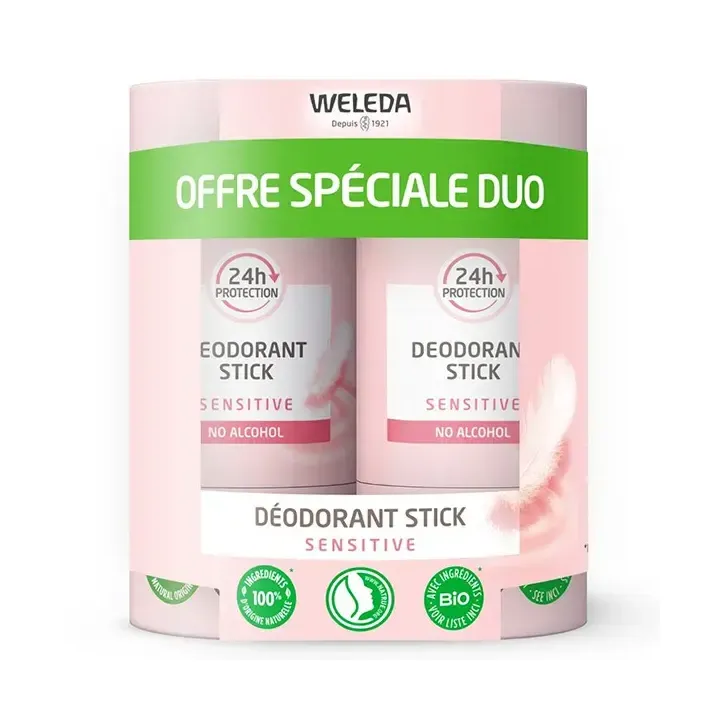 D&eacute;odorant stick Sensitive Weleda - lot de 2 sticks de 50g