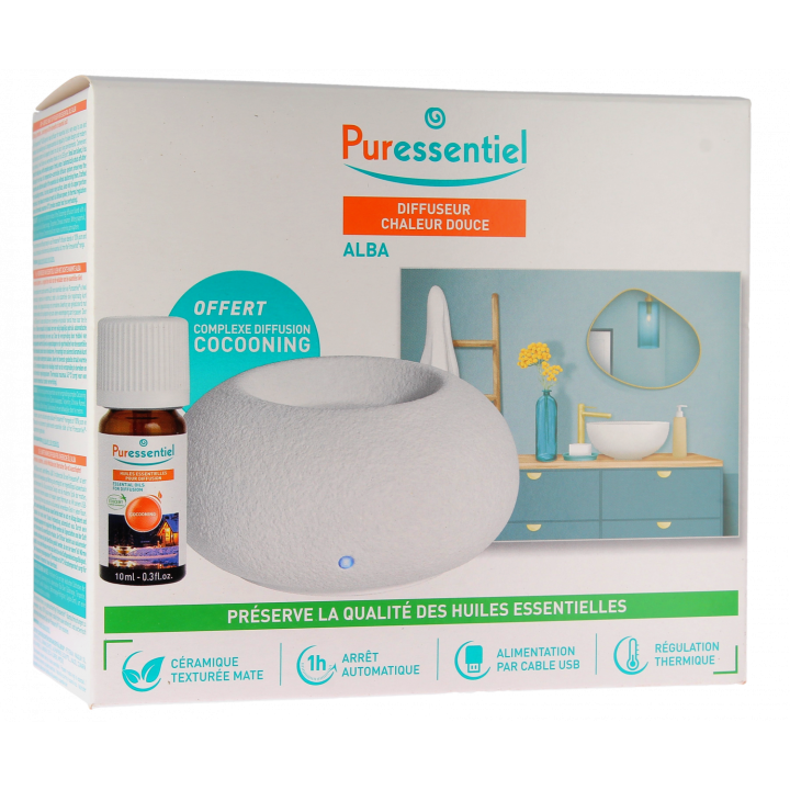 Diffuseur &agrave; chaleur douce Alba Puressentiel - un diffuseur + complexe cocooning offert