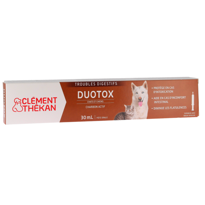Duotox troubles digestifs chiens et chats Cl&eacute;ment Th&eacute;kan - p&acirc;te orale de 30g avec seringue