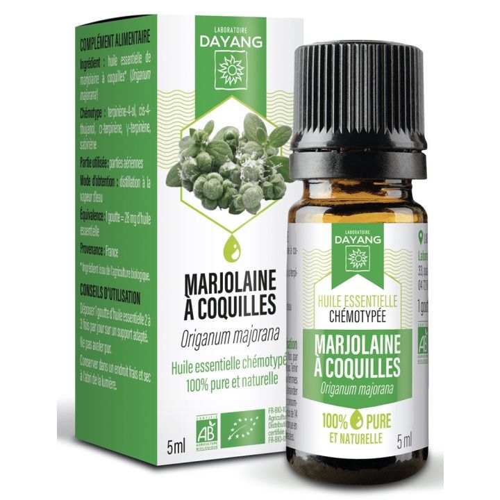 Huile essentielle Marjolaine &agrave; coquilles bio Dayang - flacon de 5ml