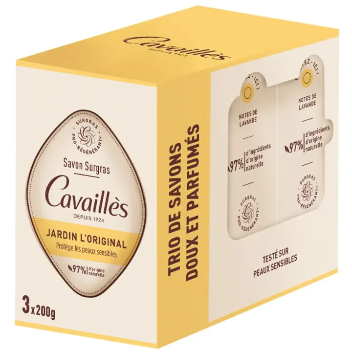 Jardin L'Original Savon surgras pro-r&eacute;g&eacute;n&eacute;rant Rog&eacute; Cavaill&egrave;s - 3x200g