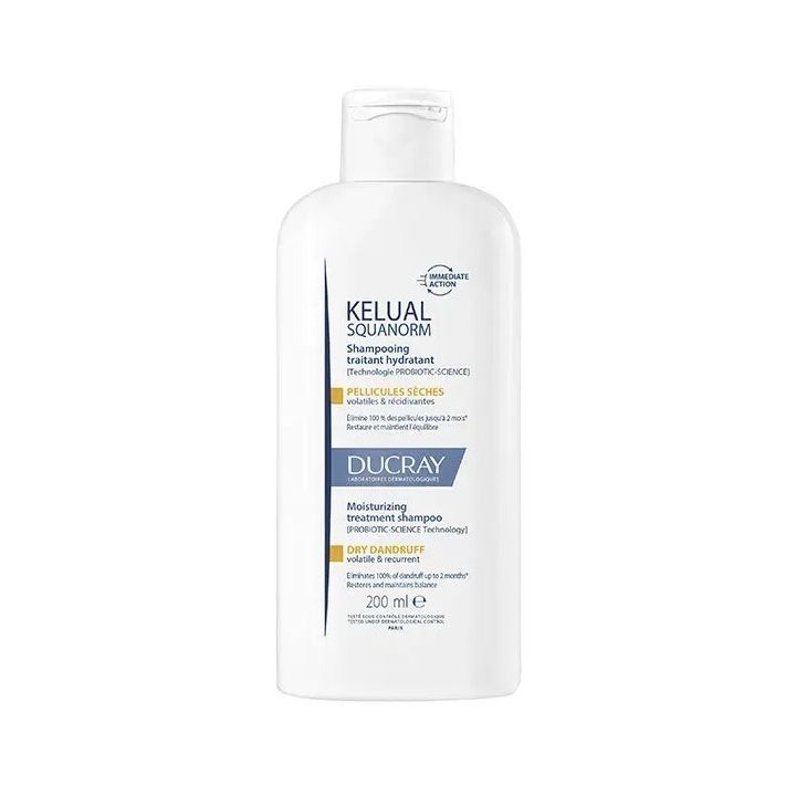 K&eacute;lual Squanorm shampooing traitant hydratant pellicules s&egrave;ches Ducray - tube de 200ml