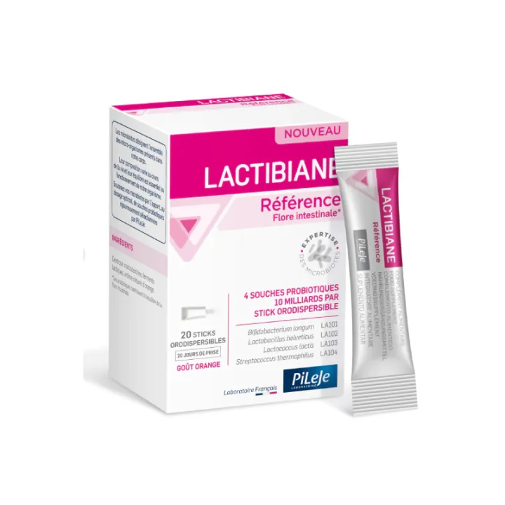 Lactibiane R&eacute;f&eacute;rence go&ucirc;t orange Pileje - boite de 20 sticks orodispersibles